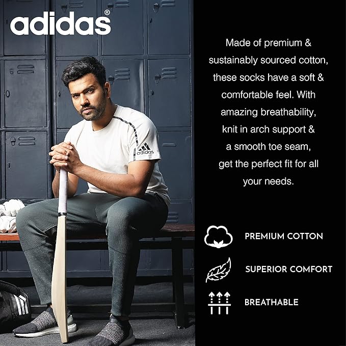 Adidas Unisex Cotton Crew Socks – Soft, Breathable & Comfortable Everyday Wear