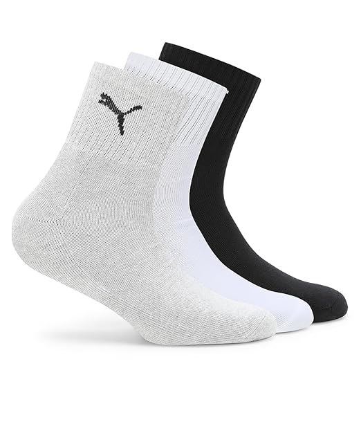 Puma Combed Cotton Cushioned Socks – Soft, Breathable & Durable (Pack of 3, Unisex)